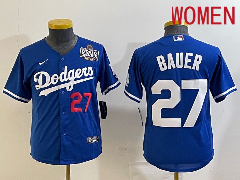 Women Los Angeles Dodgers #27 Bauer Blue Game 2024 Nike MLB Jersey style 3->women mlb jersey->Women Jersey